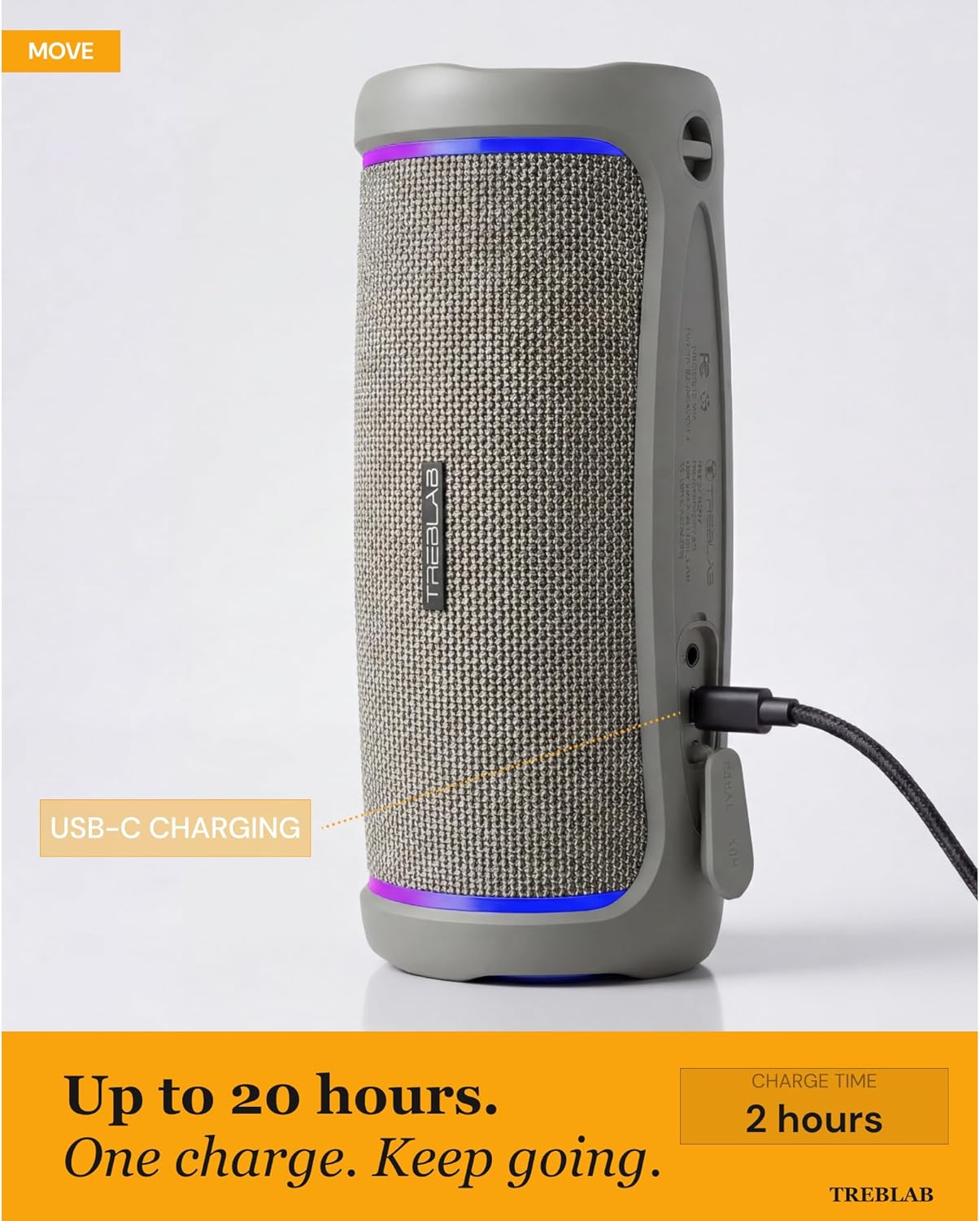 TREBLAB HD77 Altavoz Bluetooth impermeable, graves profundos de 30...