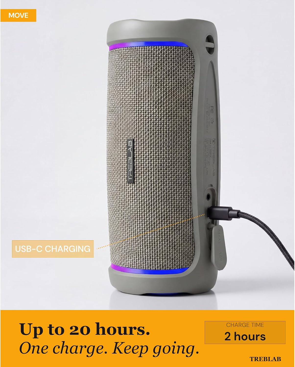 TREBLAB HD77 Altavoz Bluetooth impermeable, graves profundos de 30...