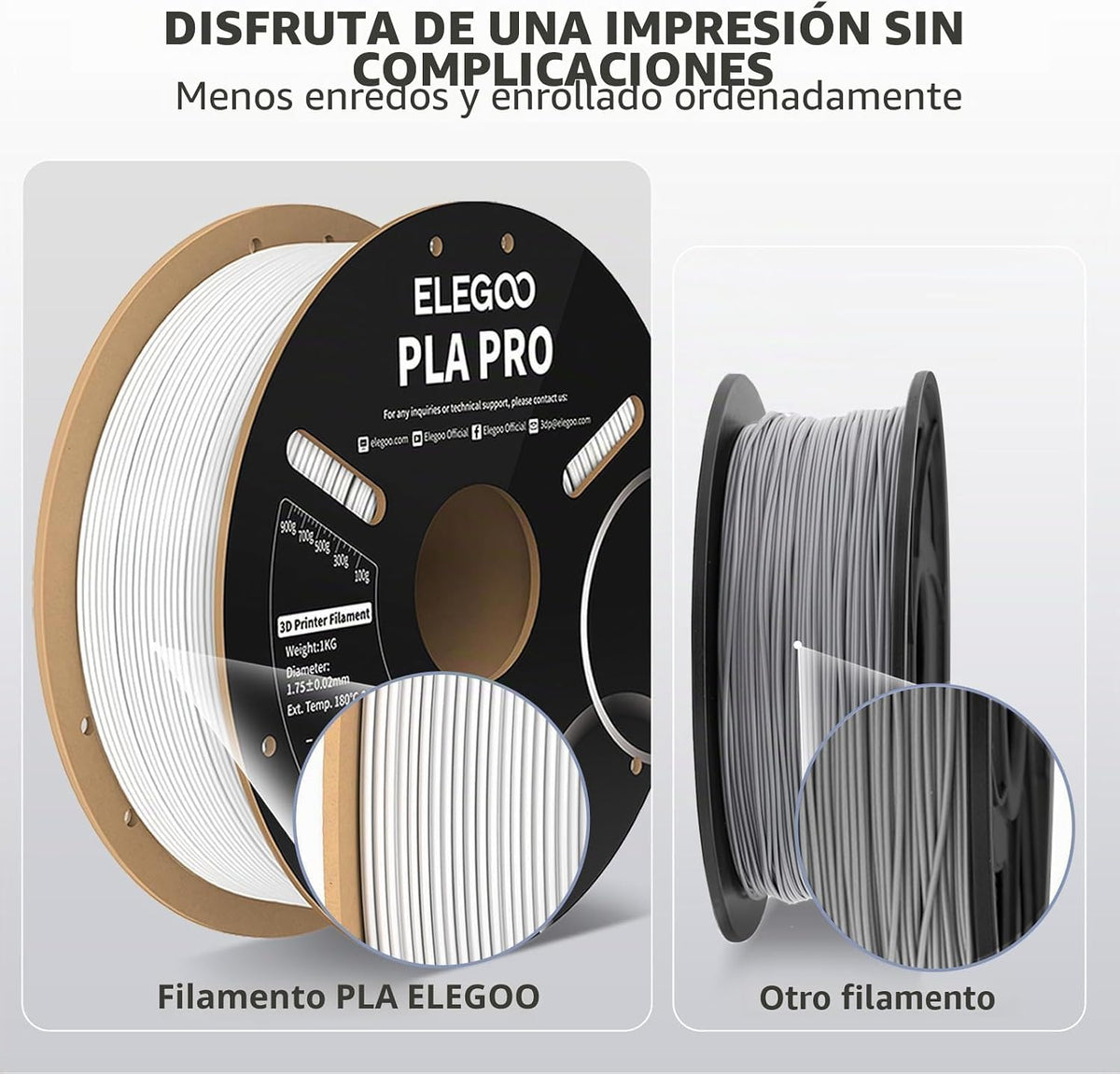 ELEGOO PLA PRO Filamento 1.75mm Verde 1KG, velocidad de impresión d...