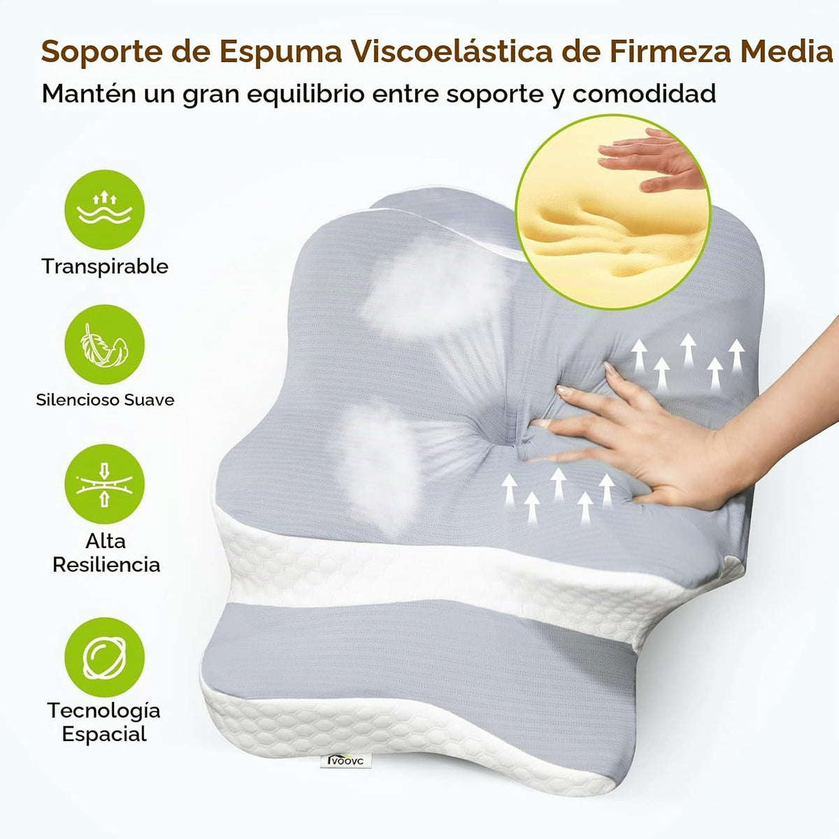 Voovc Almohada de contorno cervical para alivio del dolor de cuello...