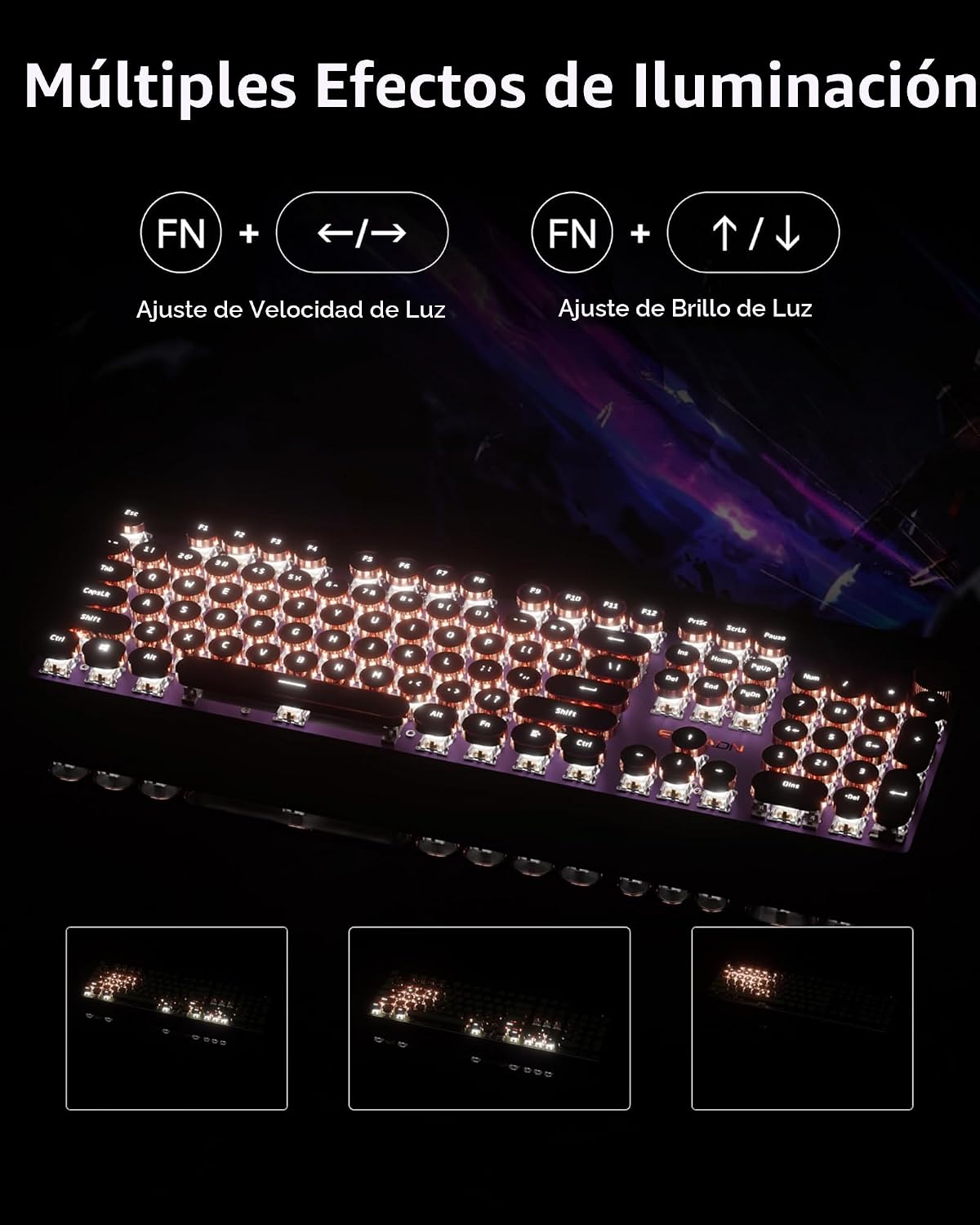 Teclado mecánico inalámbrico estilo máquina de escribir con | Bluet...