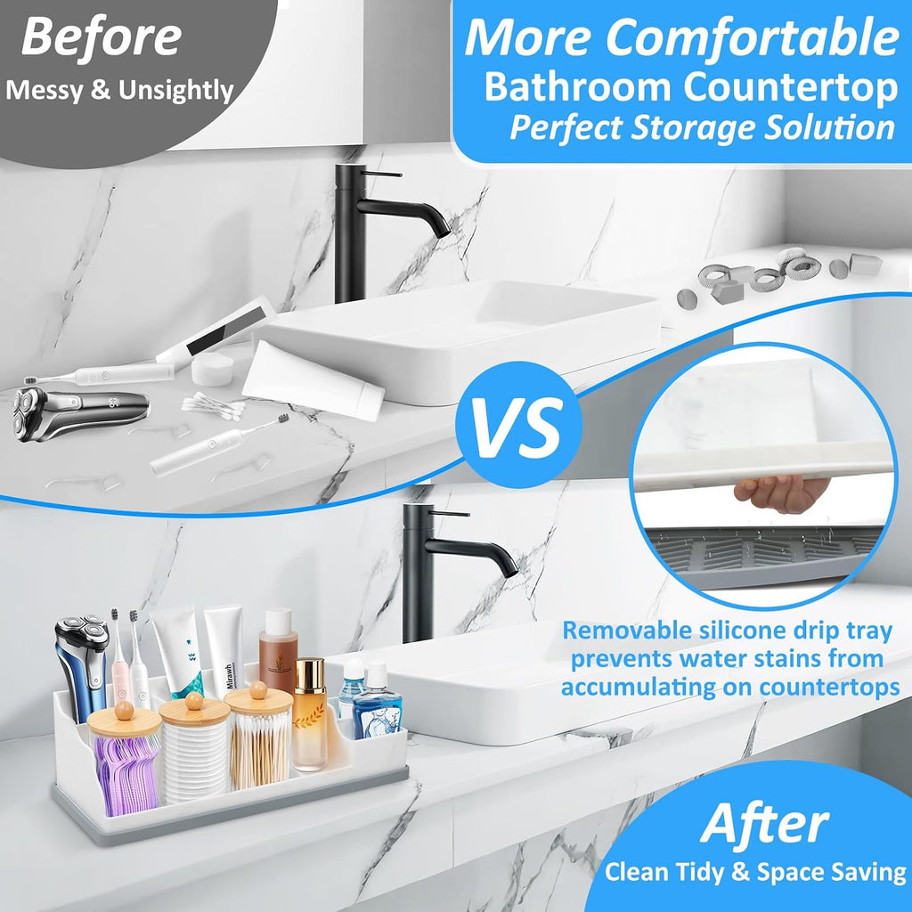 Organizador de mostrador de baño, soportes grandes de silicona blan...