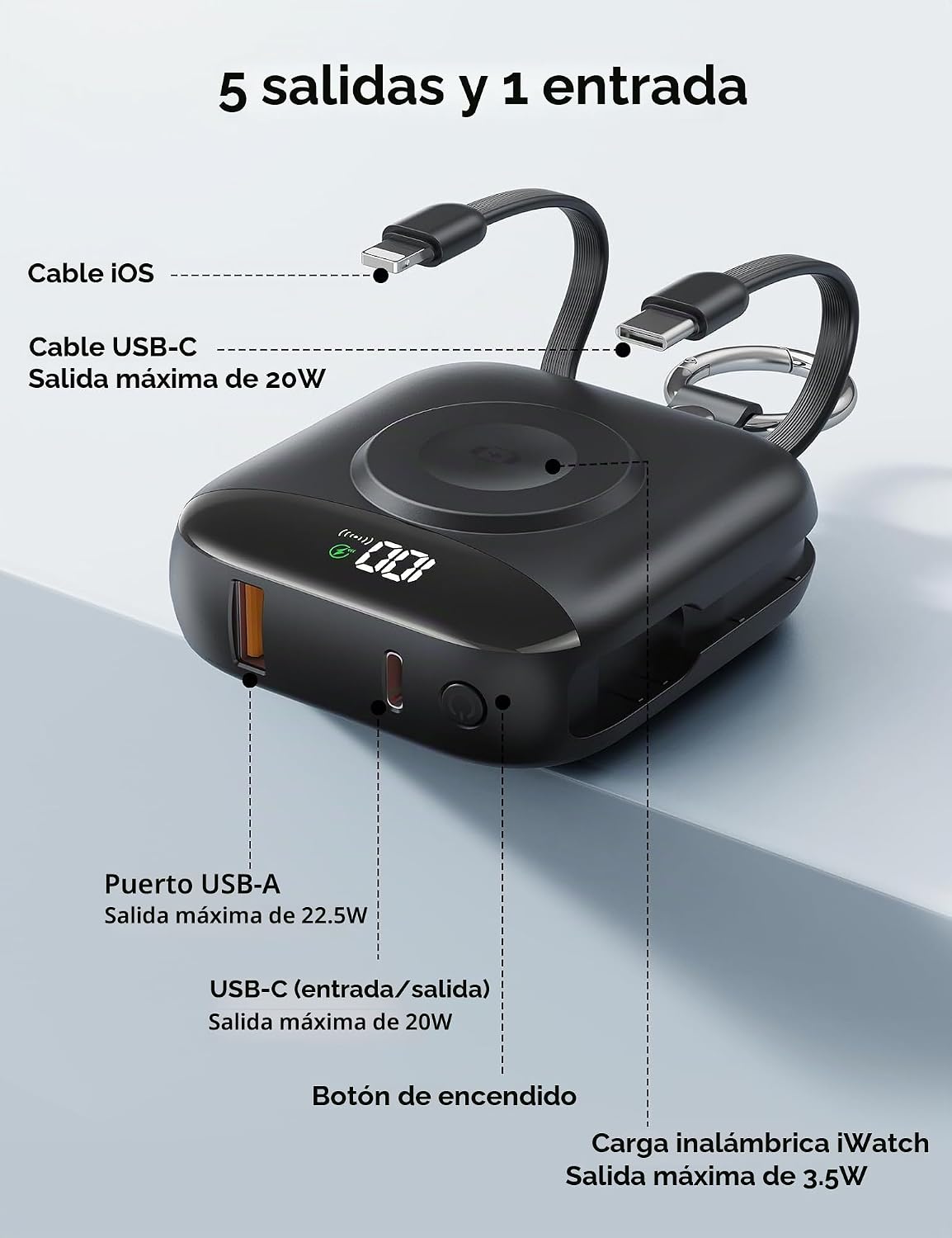 BLJIB Cargador portátil 10000mAh 22.5W Banco de energía incorporado...