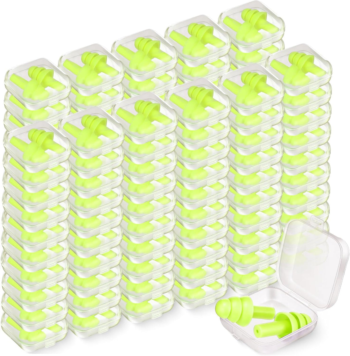 Trelaco - 100 pares de tapones de silicona para los oídos a granel...