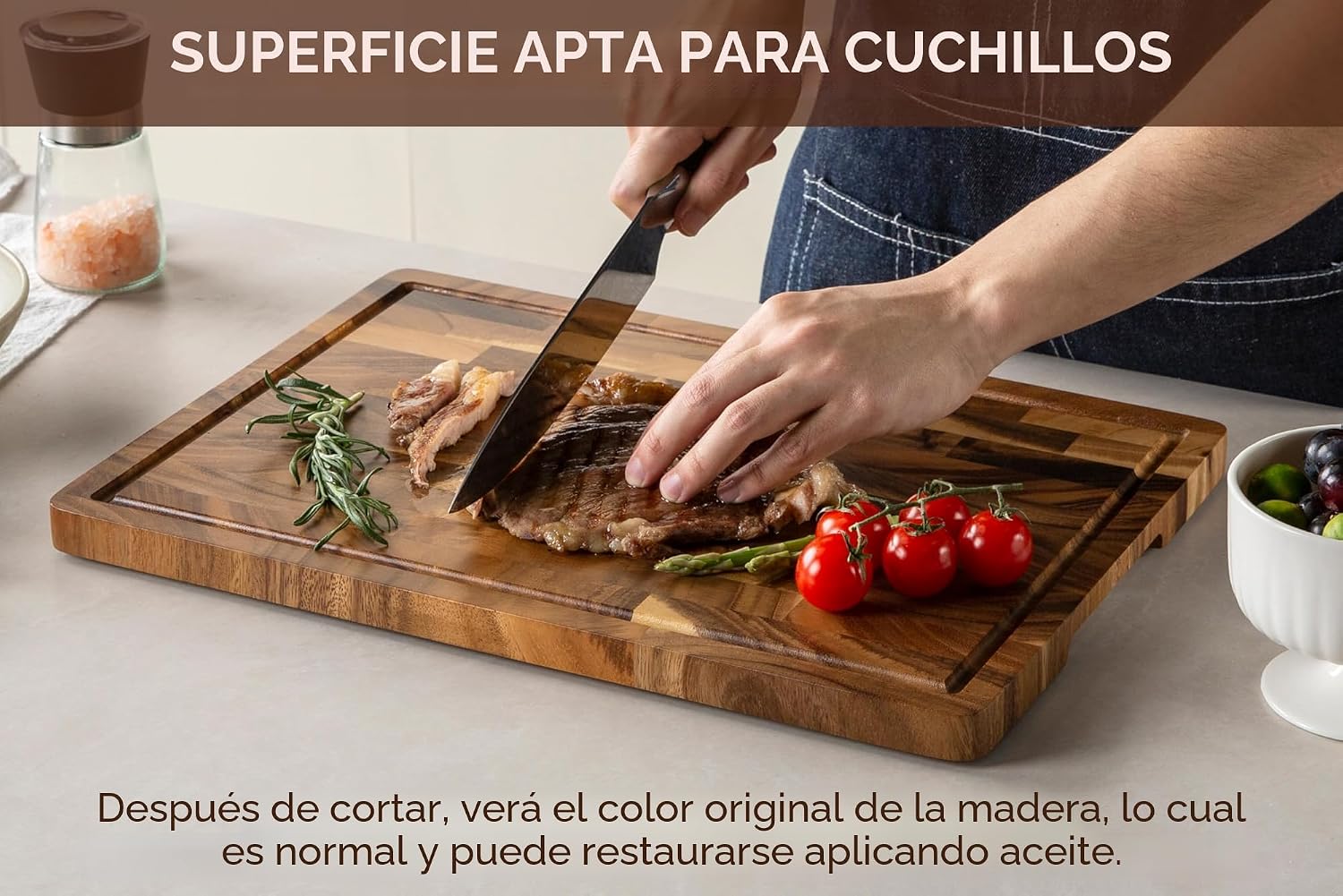 THETCHRY Tablas de cortar de madera de nogal para cocina, tabla de...