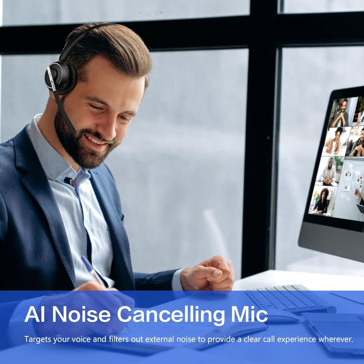 Auriculares inalámbricos con micrófono para el trabajo Auriculares...
