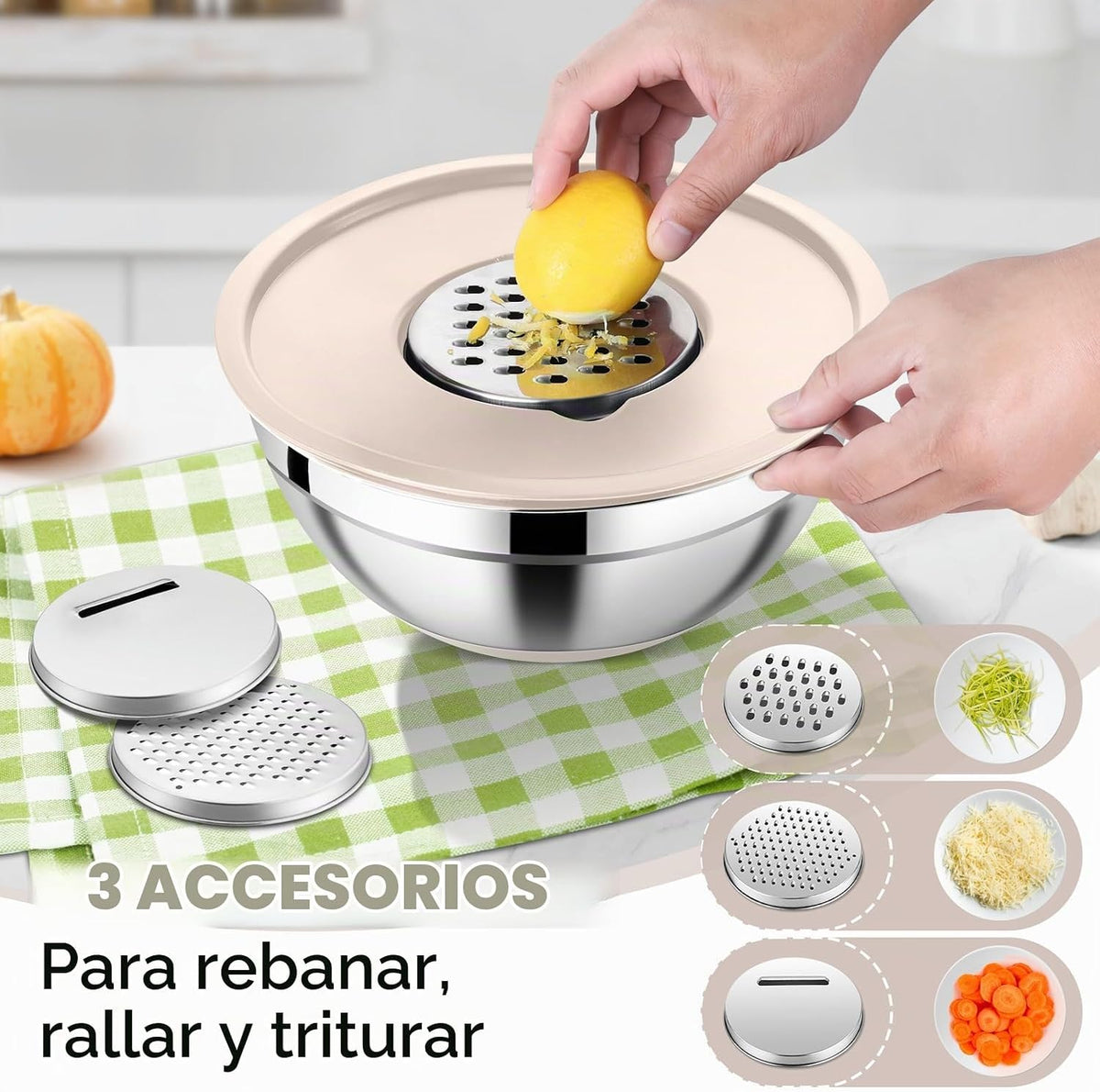 E-far Juego de 25 cuencos para mezclar con tapa, cuencos de acero i...