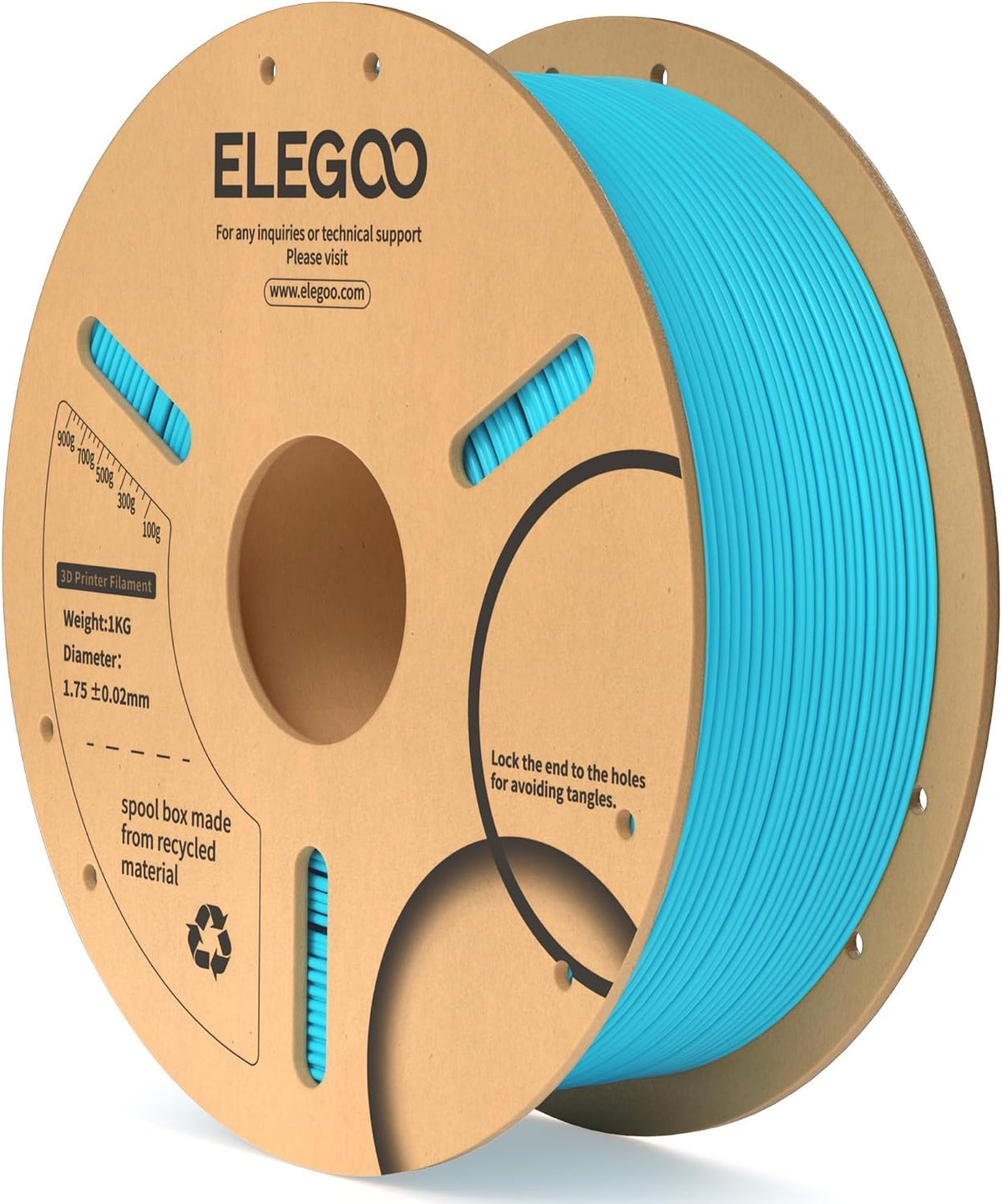 ELEGOO Filamento PLA 1.75mm Azul Cielo 1KG, Filamento para Impresor...