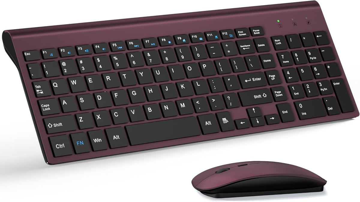 Combo de teclado y mouse inalámbricos ultra delgado, TopMate - Vino...