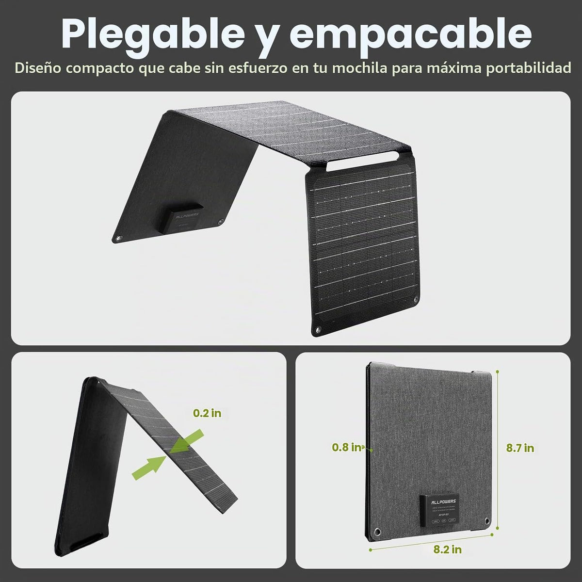 ALLPOWERS SP001 - Cargador de panel solar portátil de 21 W | Kit so...