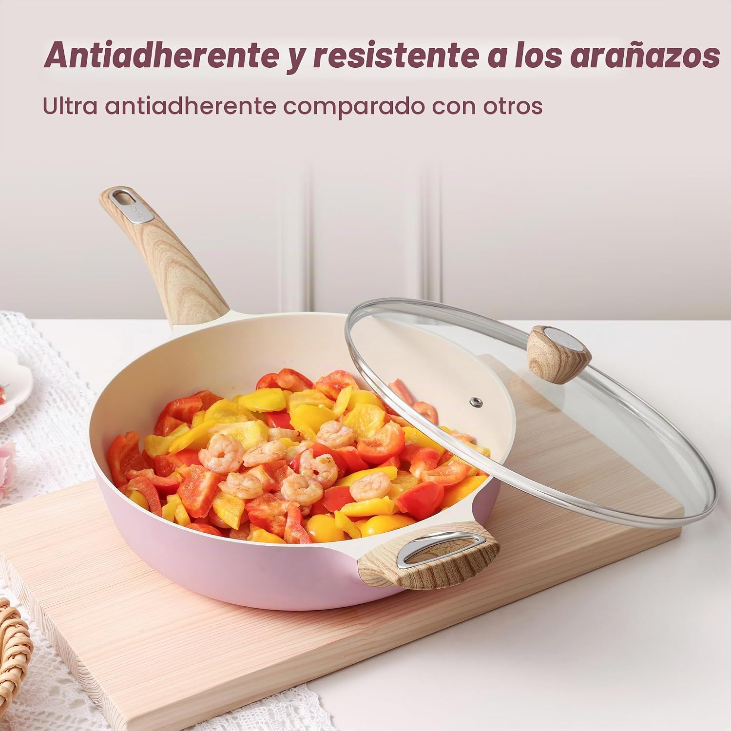 SENSARTE Juego de ollas y sartenes de cerámica antiadherentes, jueg...