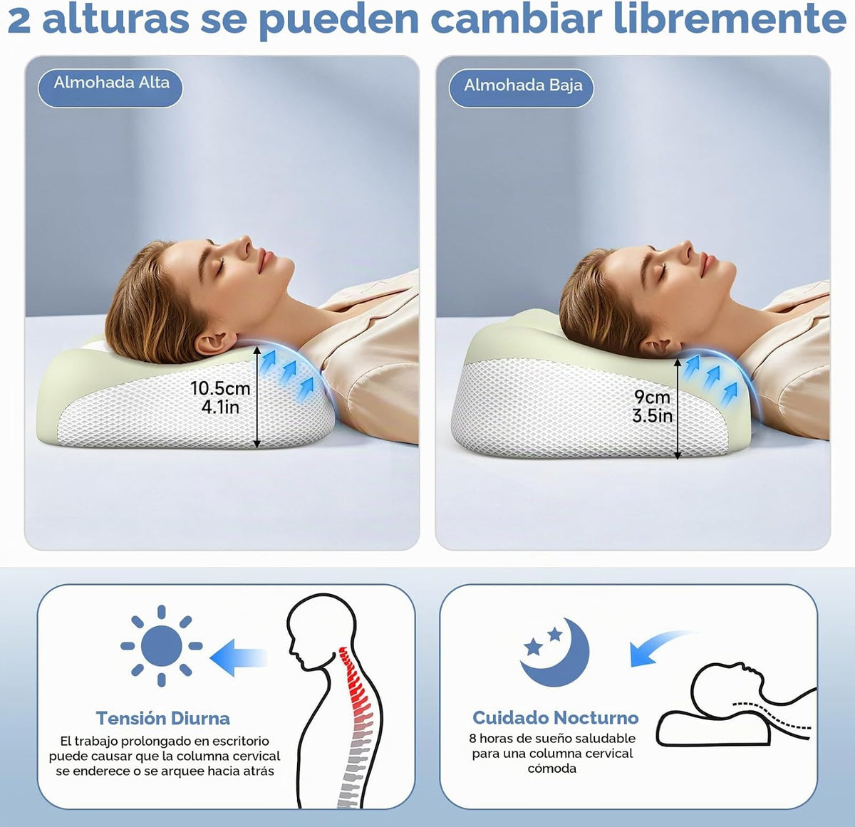 VYLEE Almohada cervical de espuma viscoelástica, soporte cómodo par...