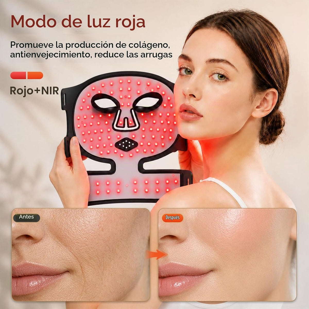 Máscara de la terapia de la luz roja para la cara, máscara ligera |...