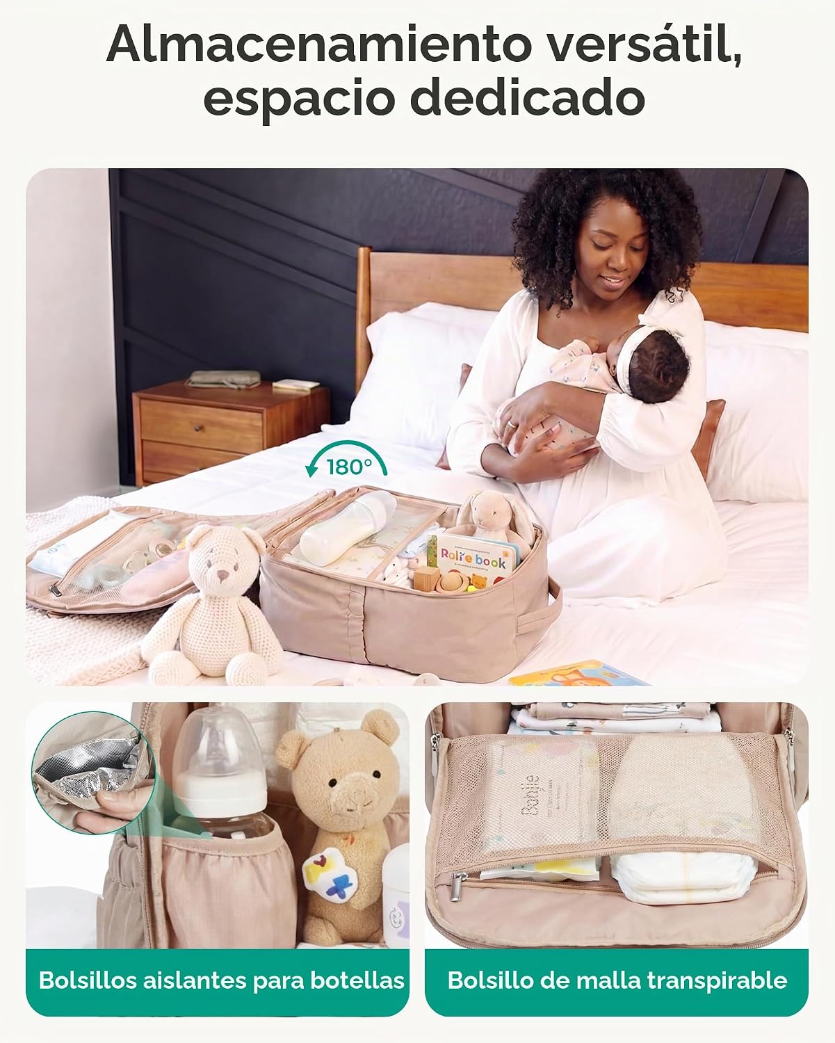 BAGSMART Mochila para pañales para bebé, bolsa de pañales ligera y...