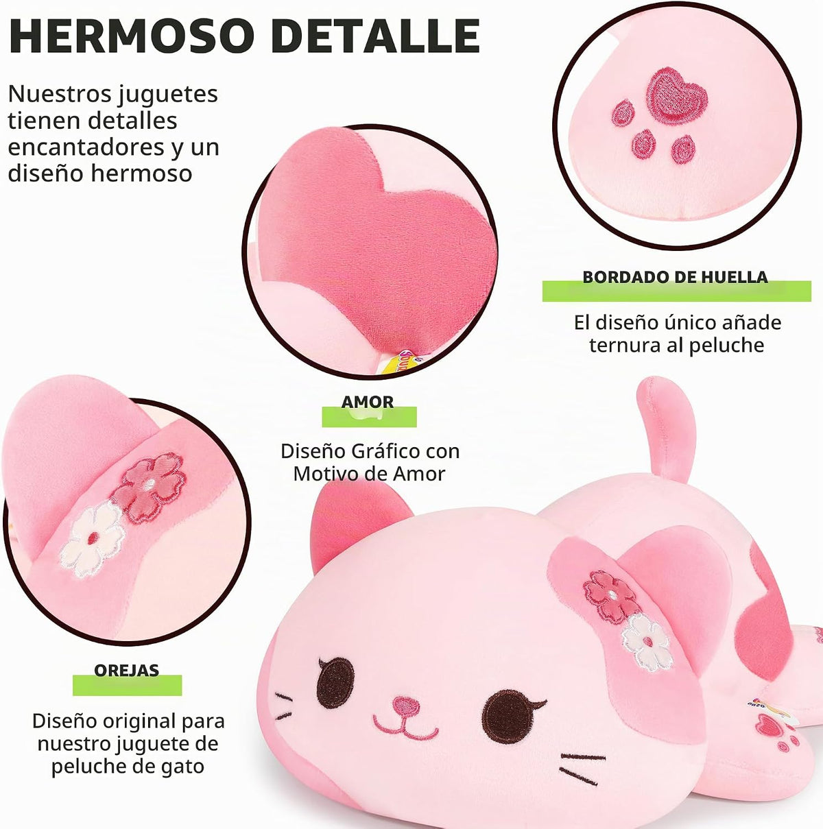 Onsoyours Sakura - Peluche original de gato de 20 pulgadas, almohad...