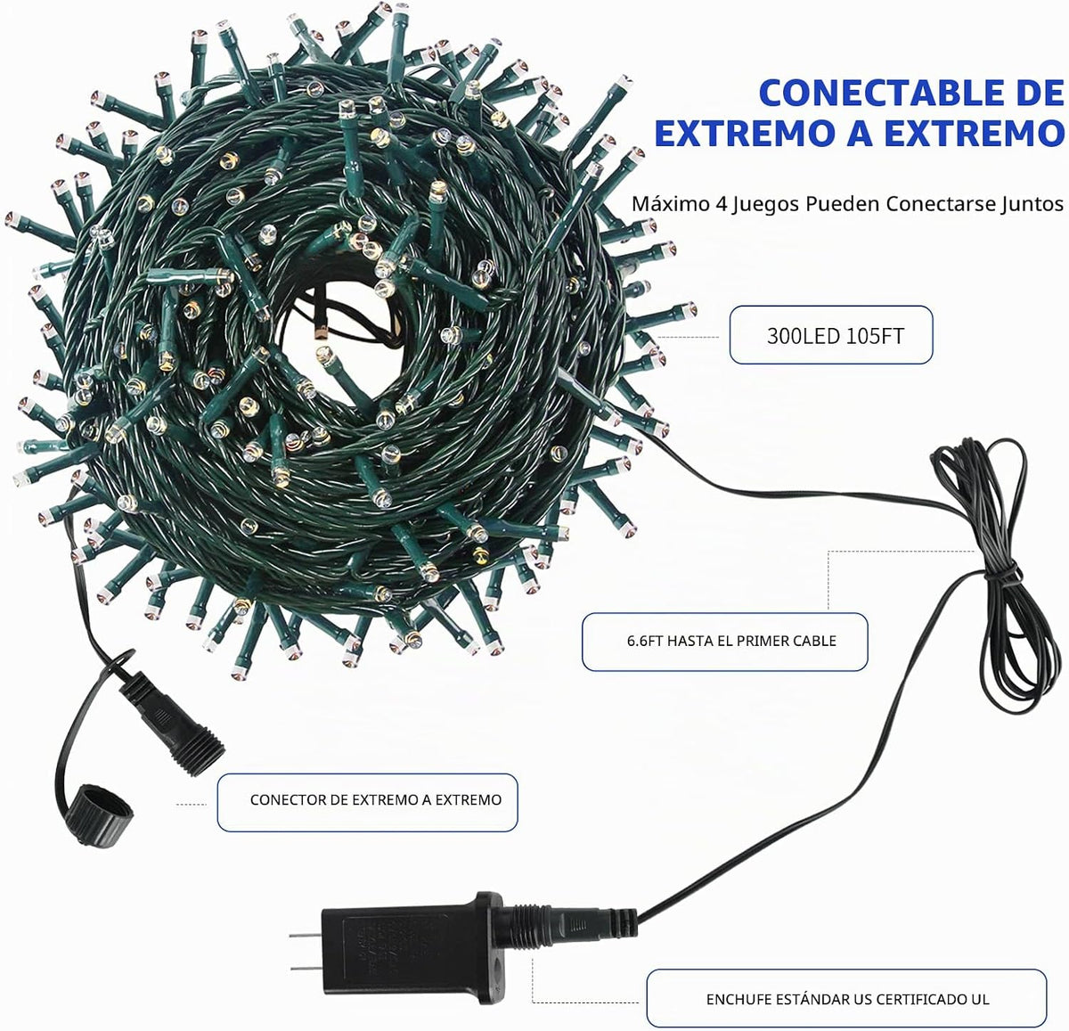 MZD8391 - Guirnalda de luces de Navidad de 300 LED para interiores...