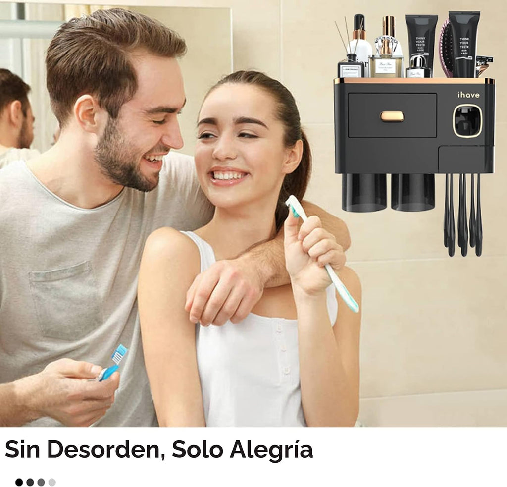 iHave Portacepillos de dientes para baño, dispensador de pasta de d...