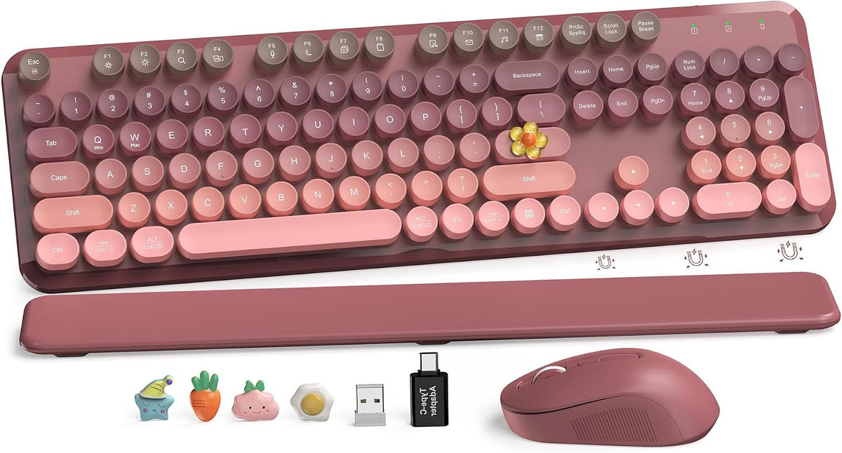 Combo de teclado y mouse inalámbricos, reposamuñecas magnético, ros...