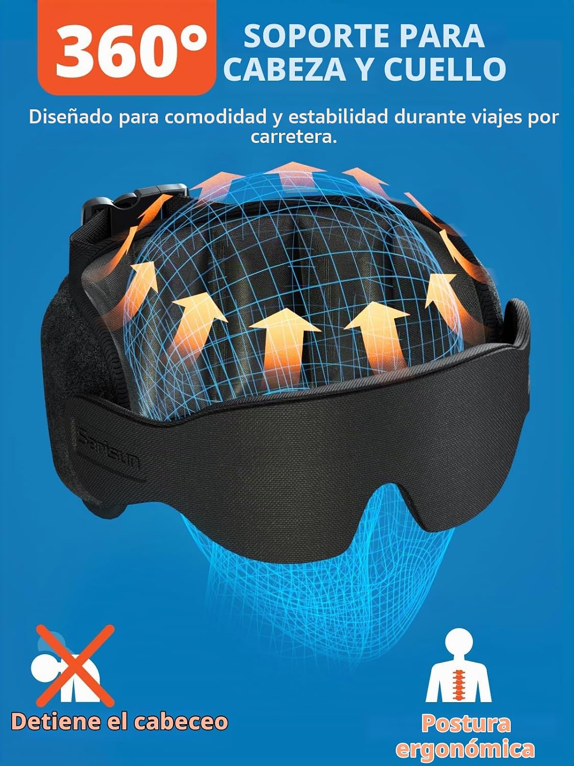 Almohada de viaje Sarisun, almohada de viaje para coche con máscara...