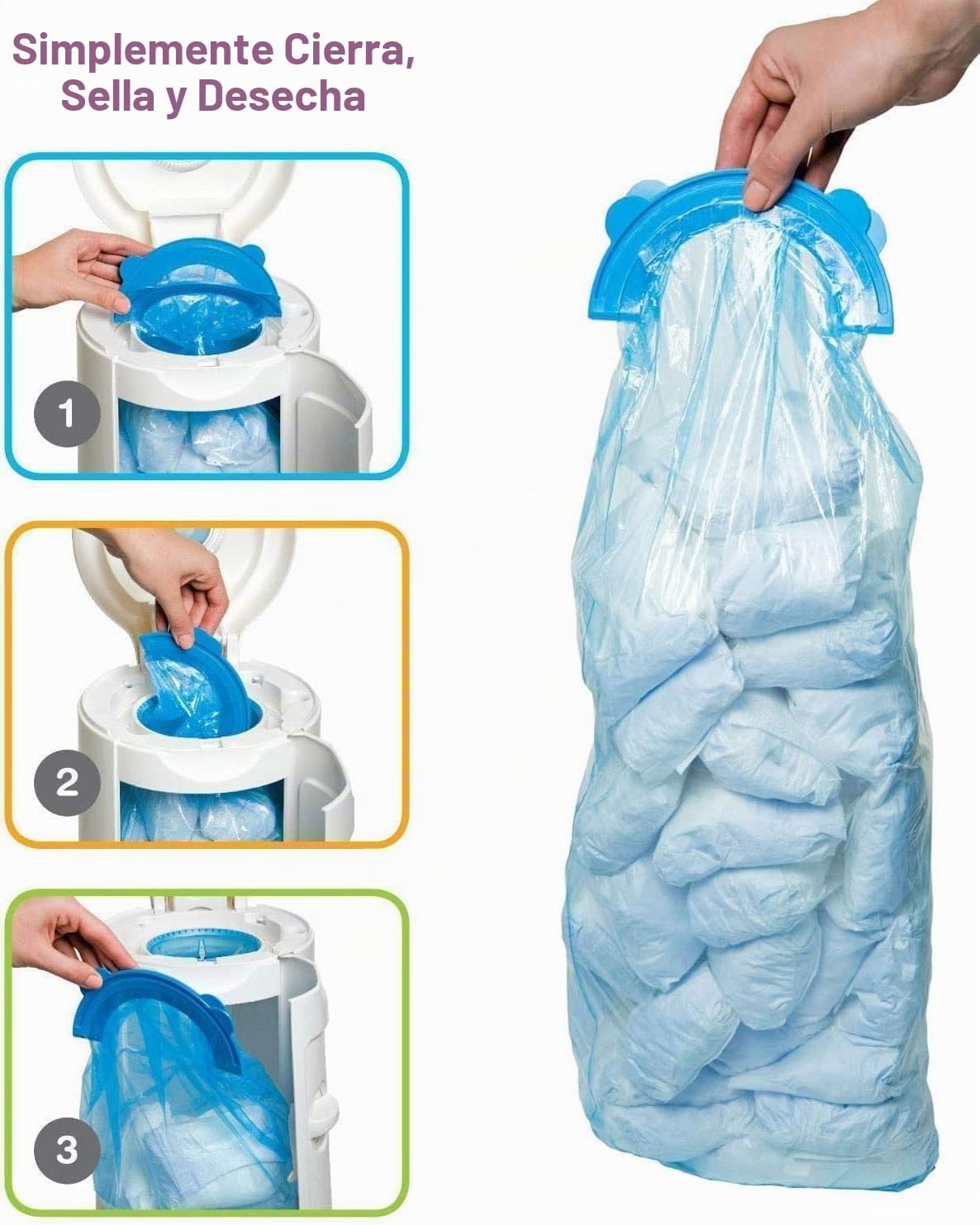 SYAOMUNLY Paquete de 34 bolsas de repuesto para cubo de pañales par...