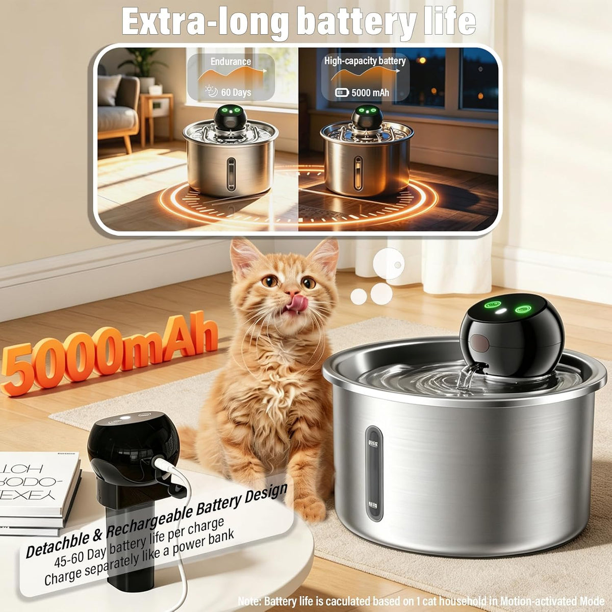 SavfuMe - Fuente de agua inalámbrica para gatos, fuente inalámbrica...