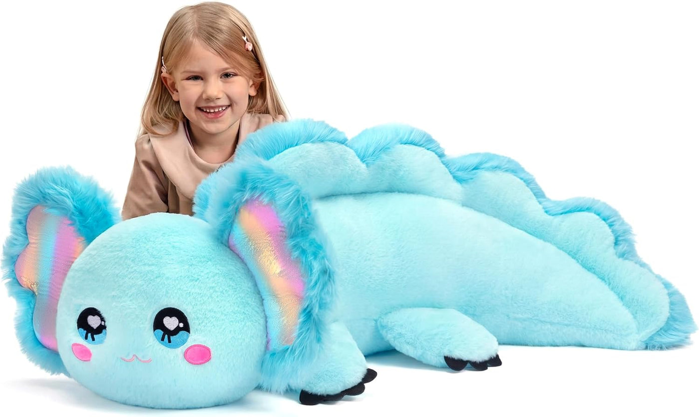 IKASA Juguete de peluche de axolotl azul gigante, juguetes blandos...