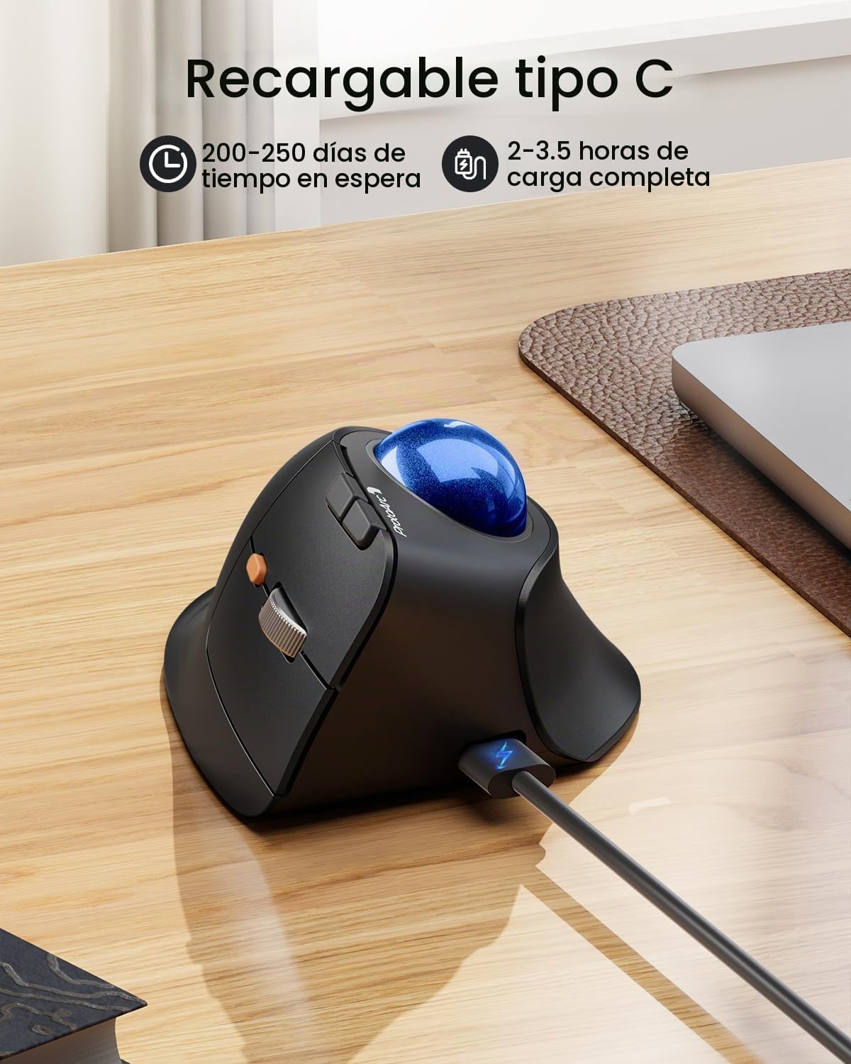 ProtoArc Ratón Trackball Vertical Inalámbrico, EM05 NL Ratón Ergonó...