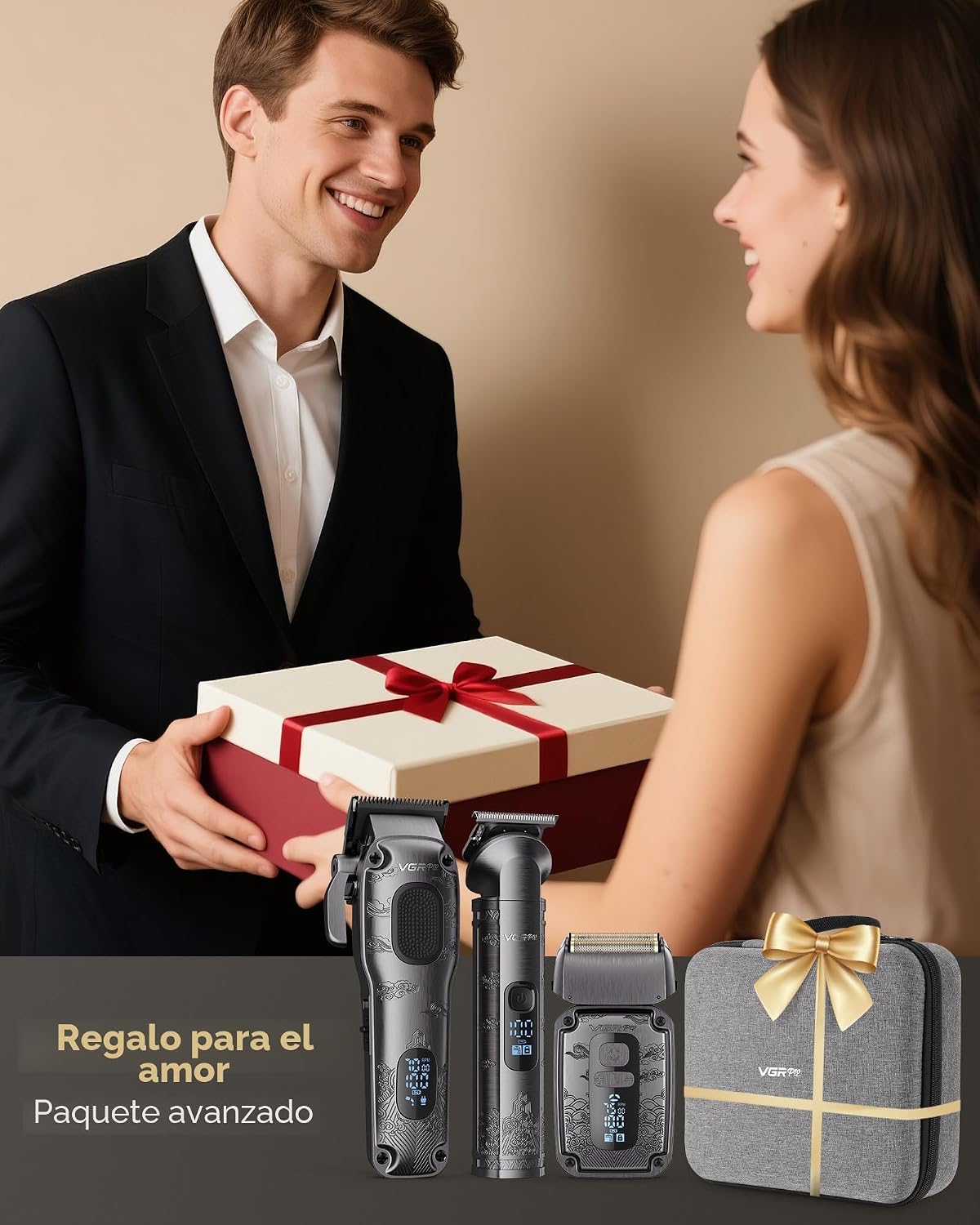 VGRPRO Cortapelos para hombres, recortadora de barba, afeitadora de...