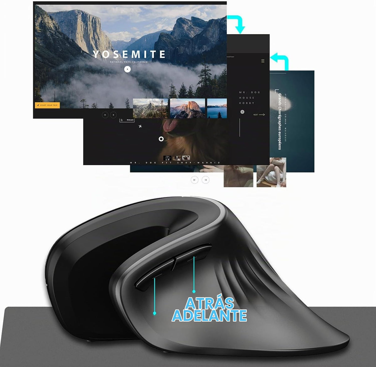 Ratón ergonómico inalámbrico, mouse Ergo vertical, recargable 2.4G...