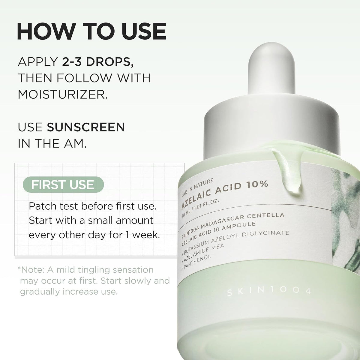 SKIN1004 Ampolla de ácido azelaico al 10%, suero facial coreano cen...