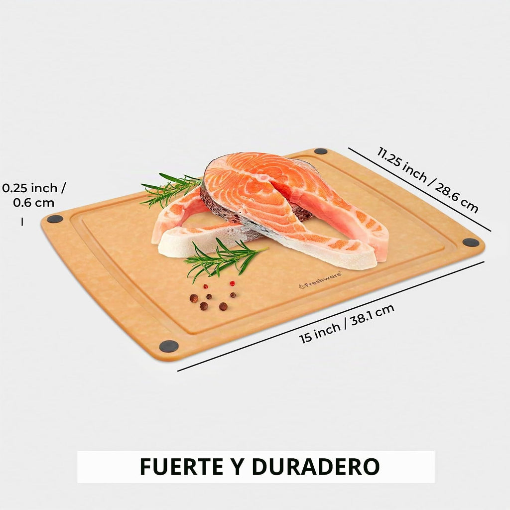 Tabla de cortar para cocina, tabla de cortar de madera con ranuras...