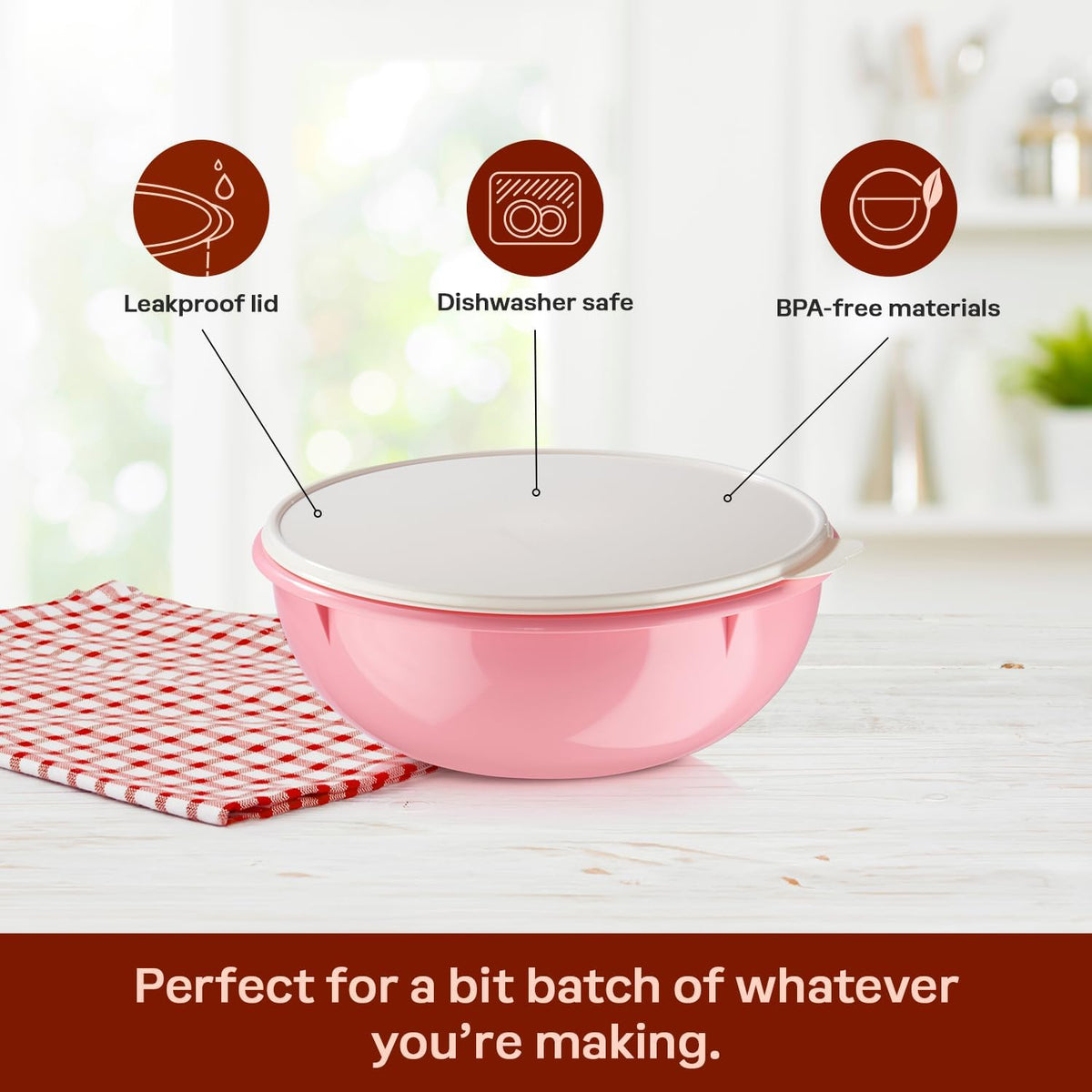 Tupperware Fix-N-Mix - Tazón para mezclar de 1.7 galones con tapa,...