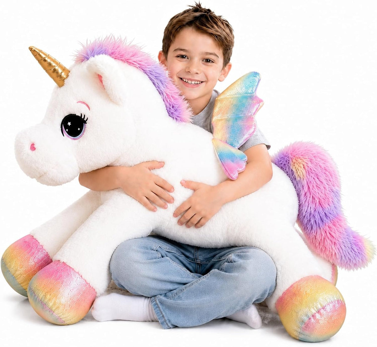 FFxiong Almohada de peluche de unicornio de 32 pulgadas, suave jugu...