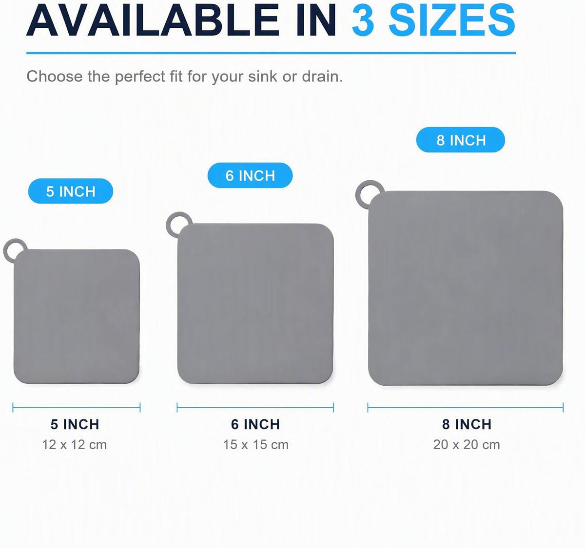 2 piezas de 8 x 8 pulgadas tapón de silicona para bañera, cubierta...
