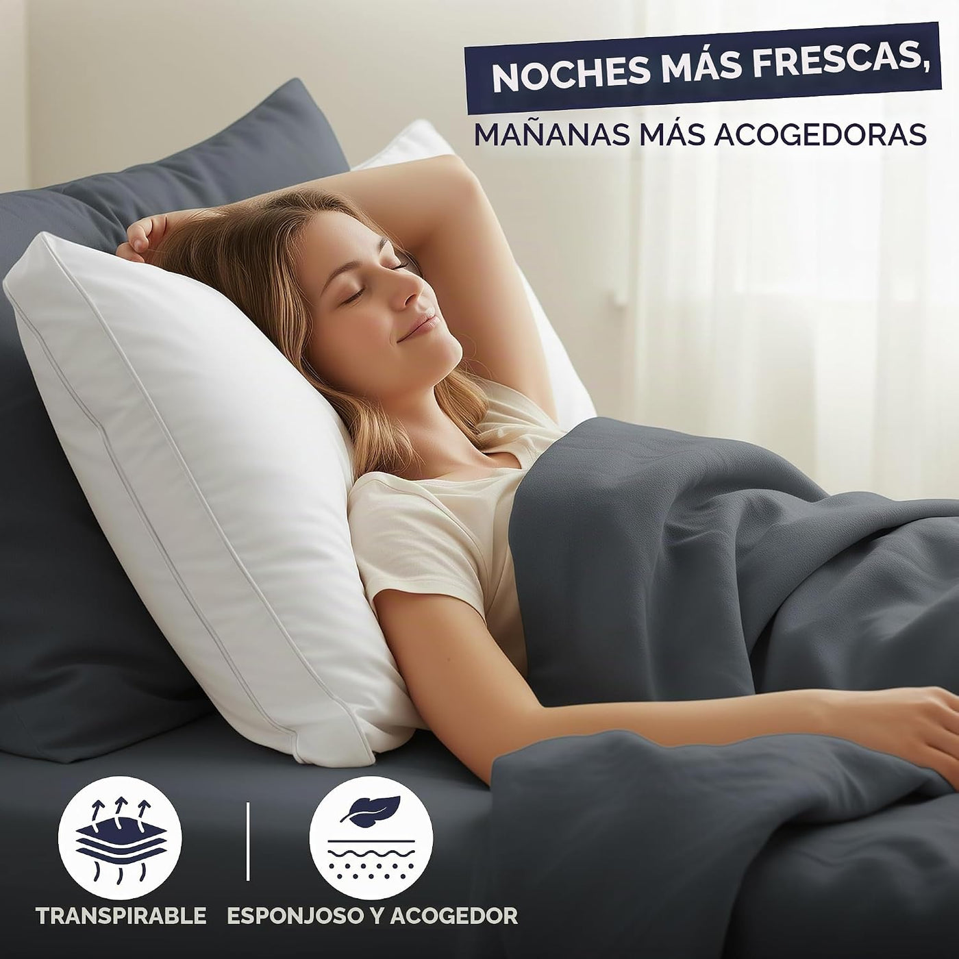 Utopia Bedding - Juego de 2 almohadas para dormir tamaño Queen (bla...