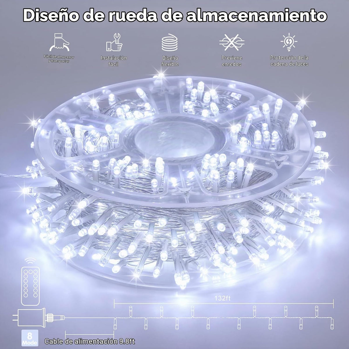 JMEXSUSS 132 pies 400 luces LED blancas de Navidad para interiores...