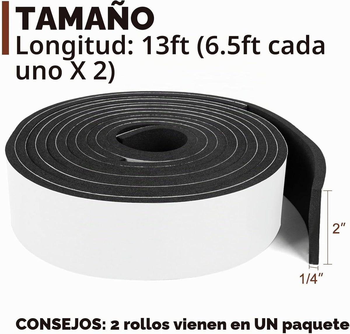Yotache Cinta De Tira De Sellado De Goma Espuma 2" x 1\/4",...
