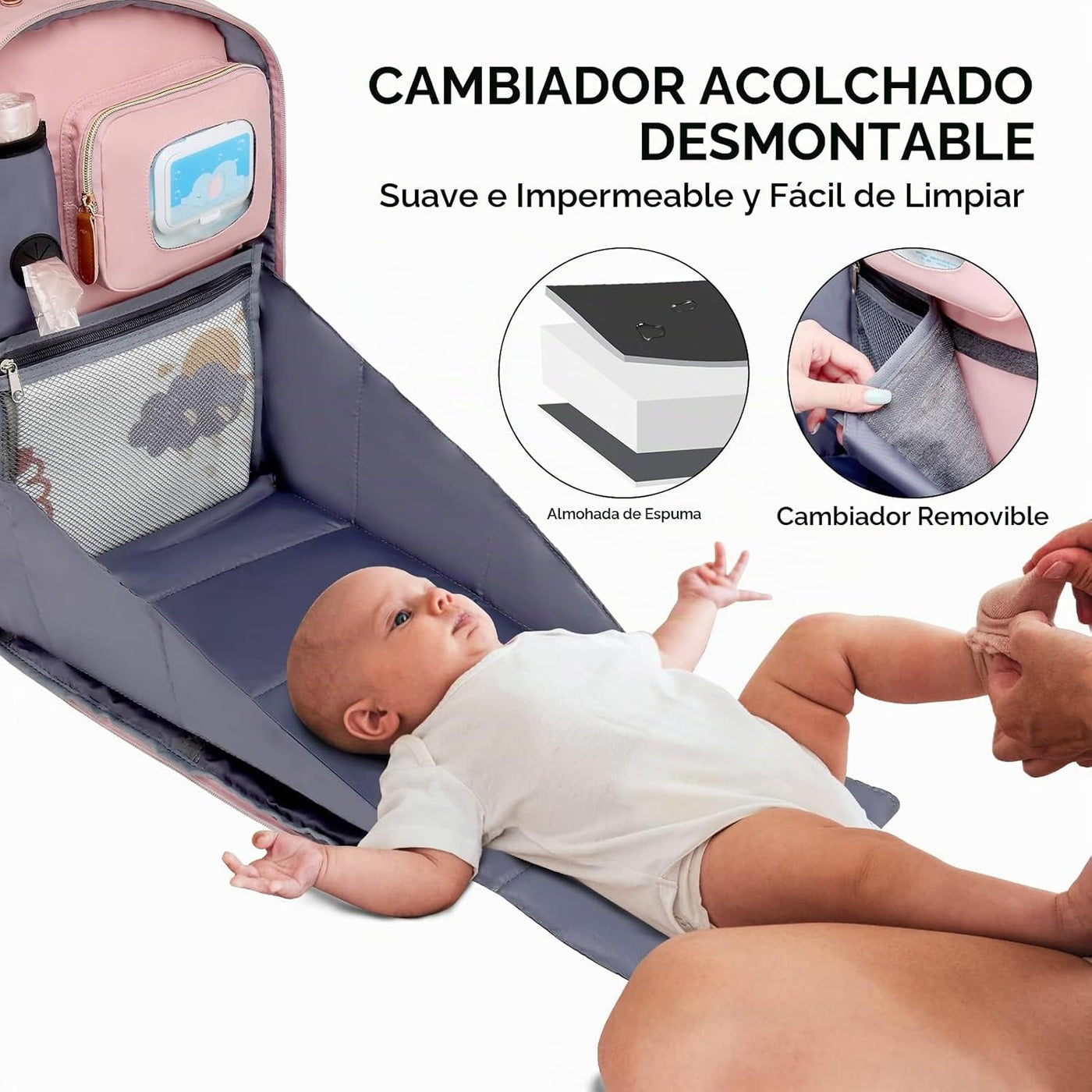 WITSTEP Mochila para pañales con cambiador, organizador de bolsas d...