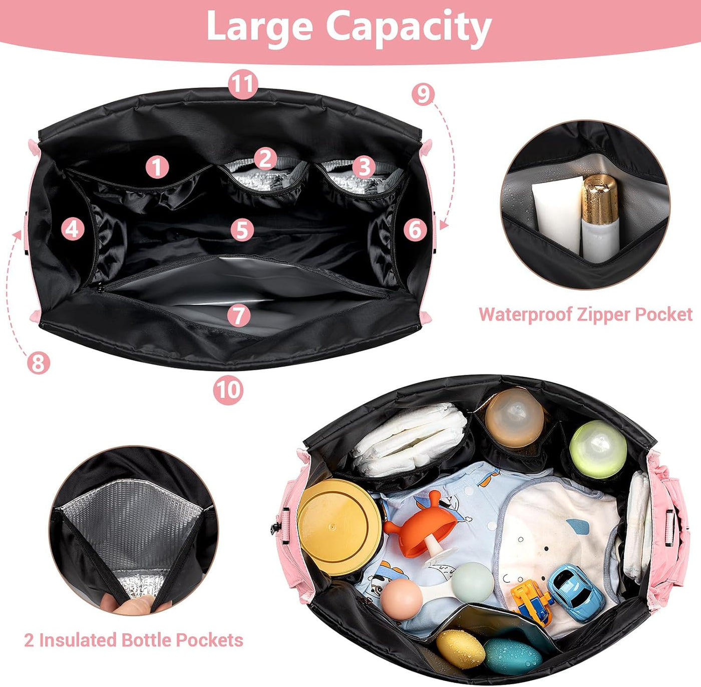 IBFUN Bolso de Pañales para Bebé - Bolso Grande para Bebé 4Pcs con...
