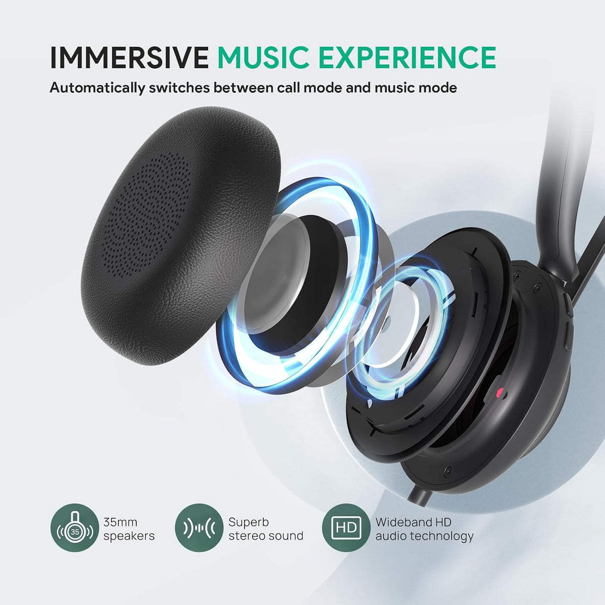 Yealink Auriculares con cable UH35, USB-A, micrófono con cancelació...