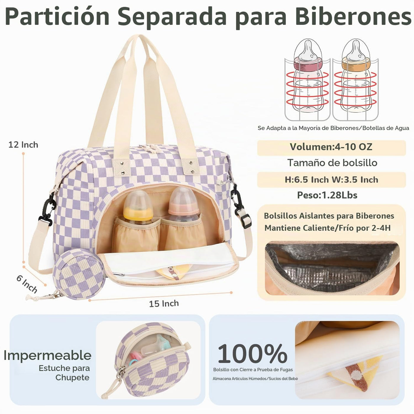Tenot Bolsa de pañales de pana, bolsa de viaje para pañales con fun...