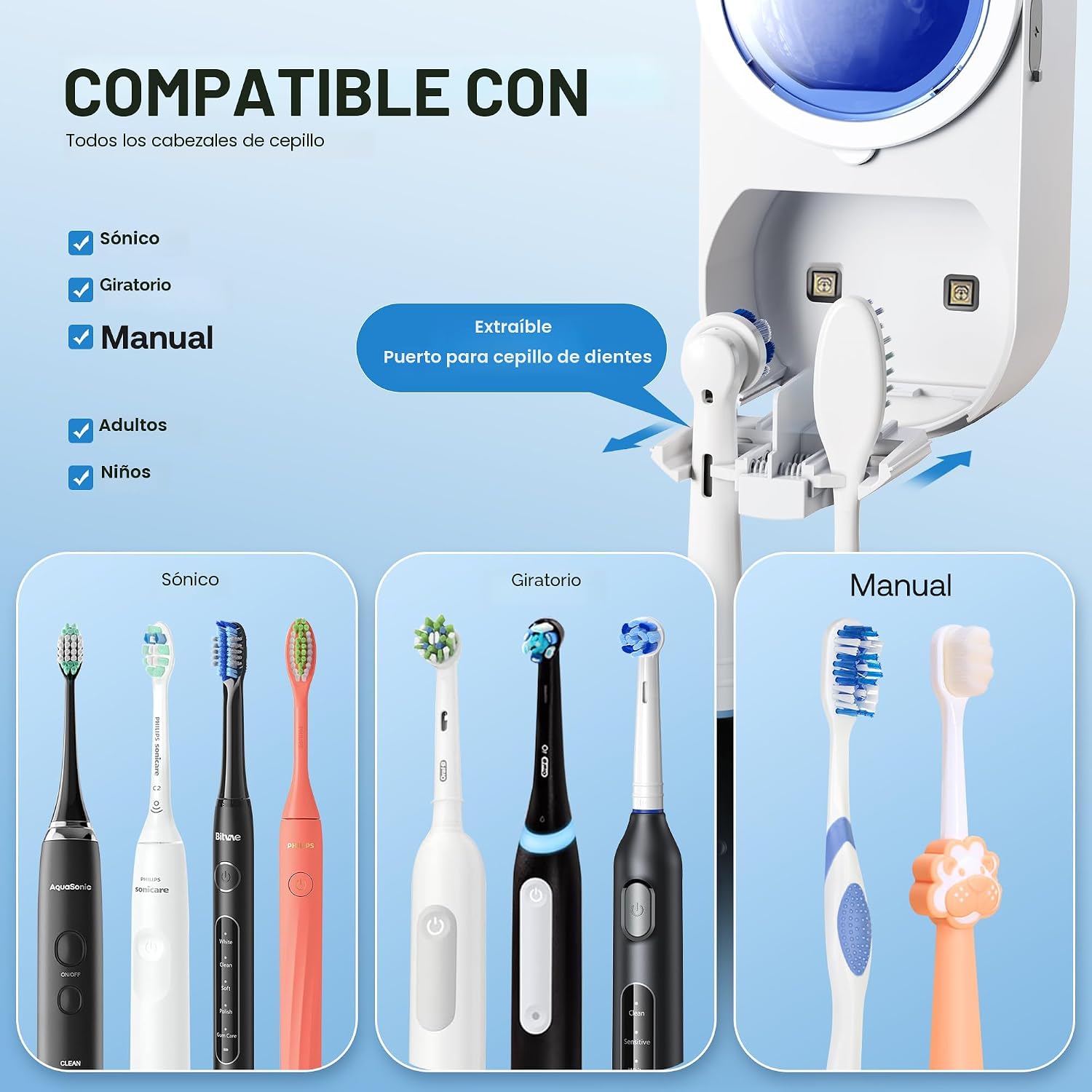 Bitvae - Soporte para cepillo de dientes mejorado para baño 2.0 con...