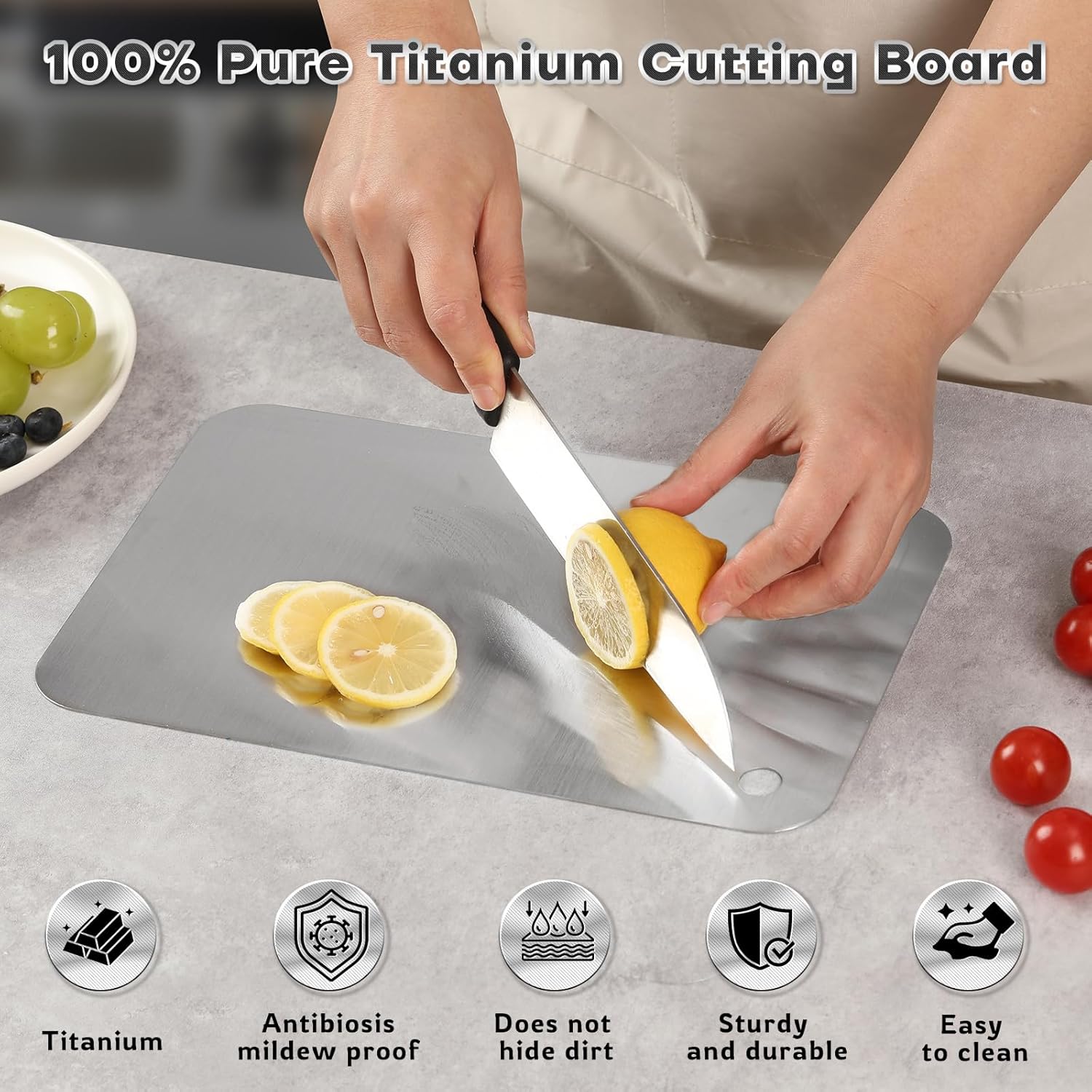 Katori Tablas de cortar de titanio para cocina, juego de tablas de...
