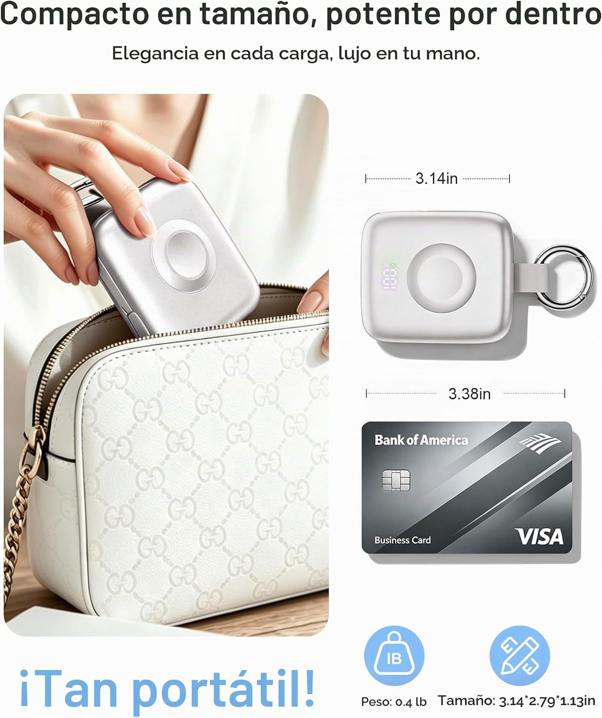 Cargador portátil 3 en 1, más pequeño 10000mAh incorporado cables 2...