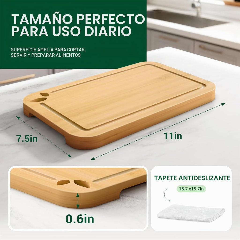 Toolola Tablas de cortar de bambú de 11 x 7.5 pulgadas para cocina...
