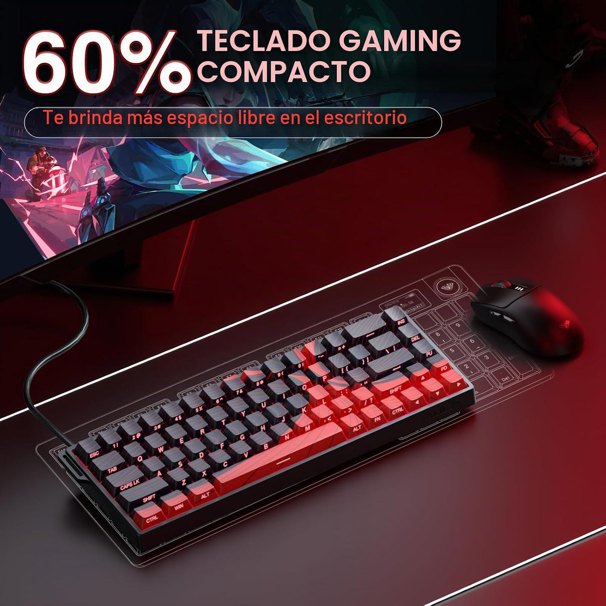 AULA WIN68 HE MAX - Teclado de Juegos de Efecto Hall con Interrupto...
