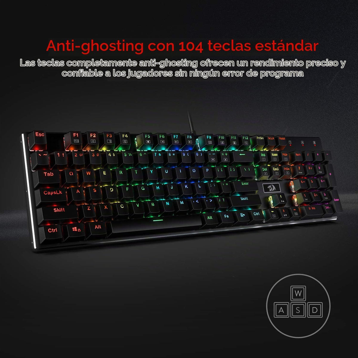 Redragon K556 teclado para juegos mecánicos con cable y luz posteri...