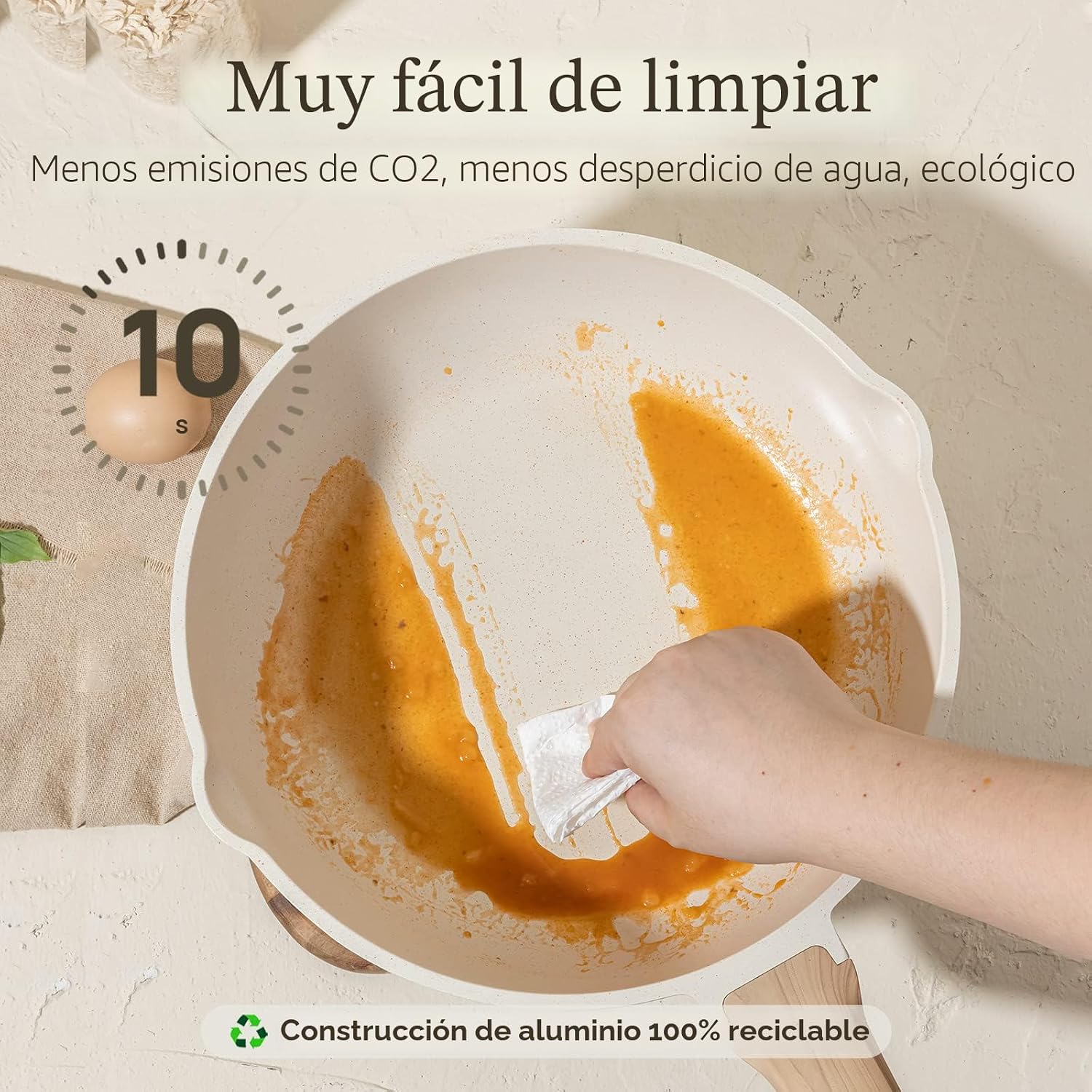 CAROTE Sartén profunda antiadherente de 12 pulgadas con tapa, grani...
