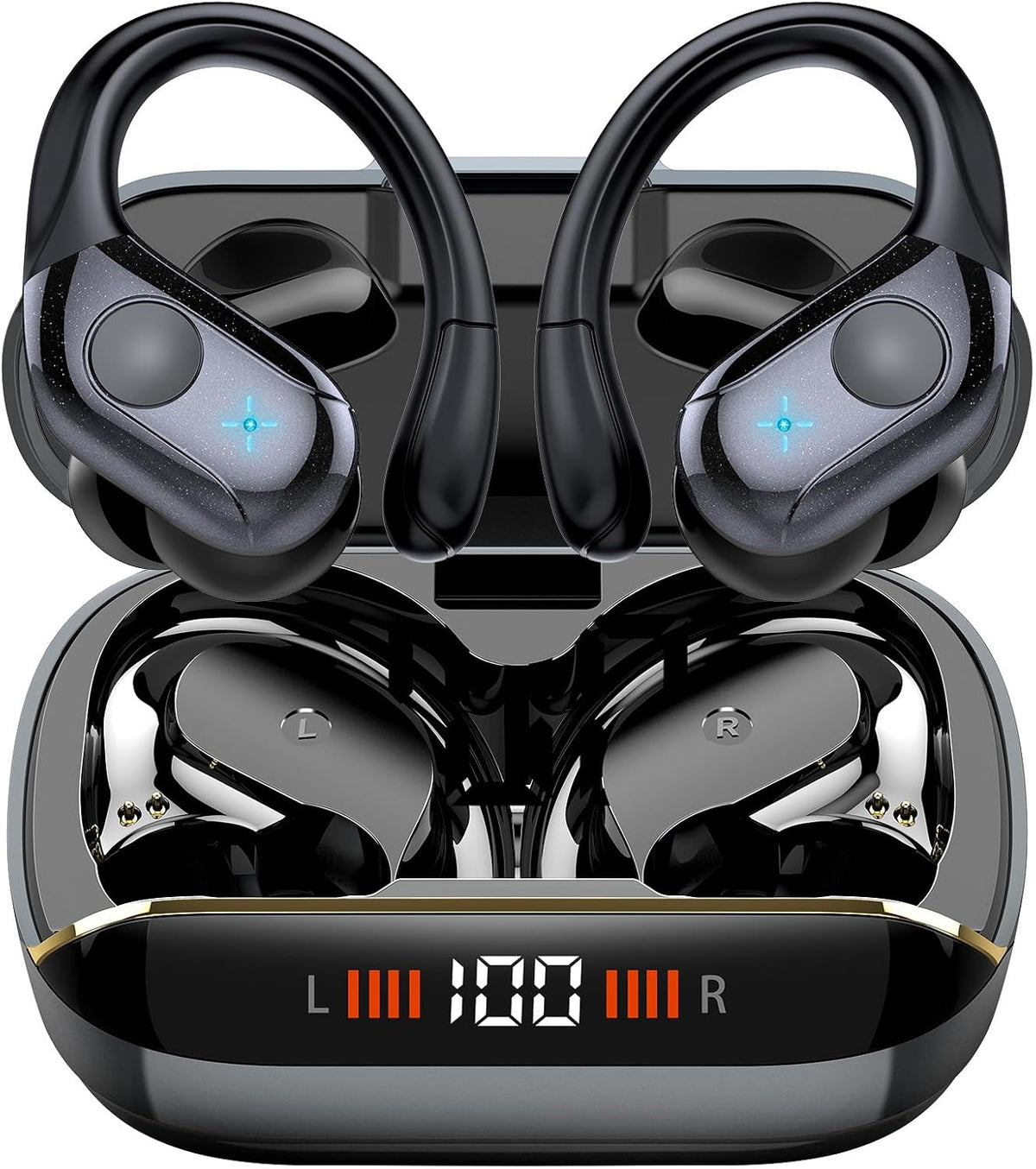 Qecnato - Auriculares inalámbricos Bluetooth 5.4 deportivos, auricu...