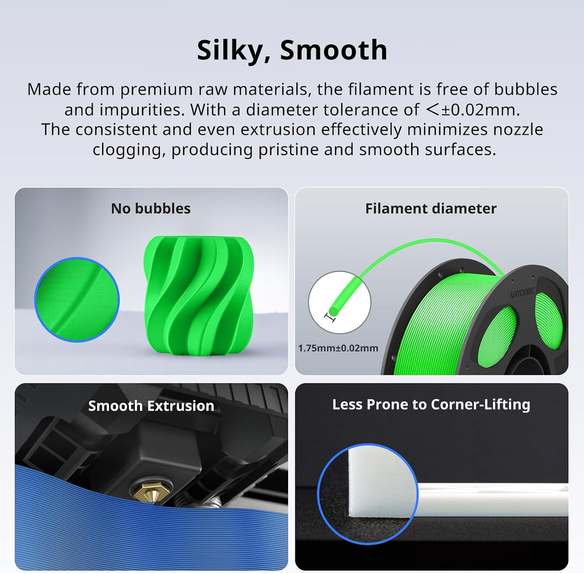 ANYCUBIC PLA+ Filamento para impresora 3D de 0.07 in, 2.2 lbs, flas...
